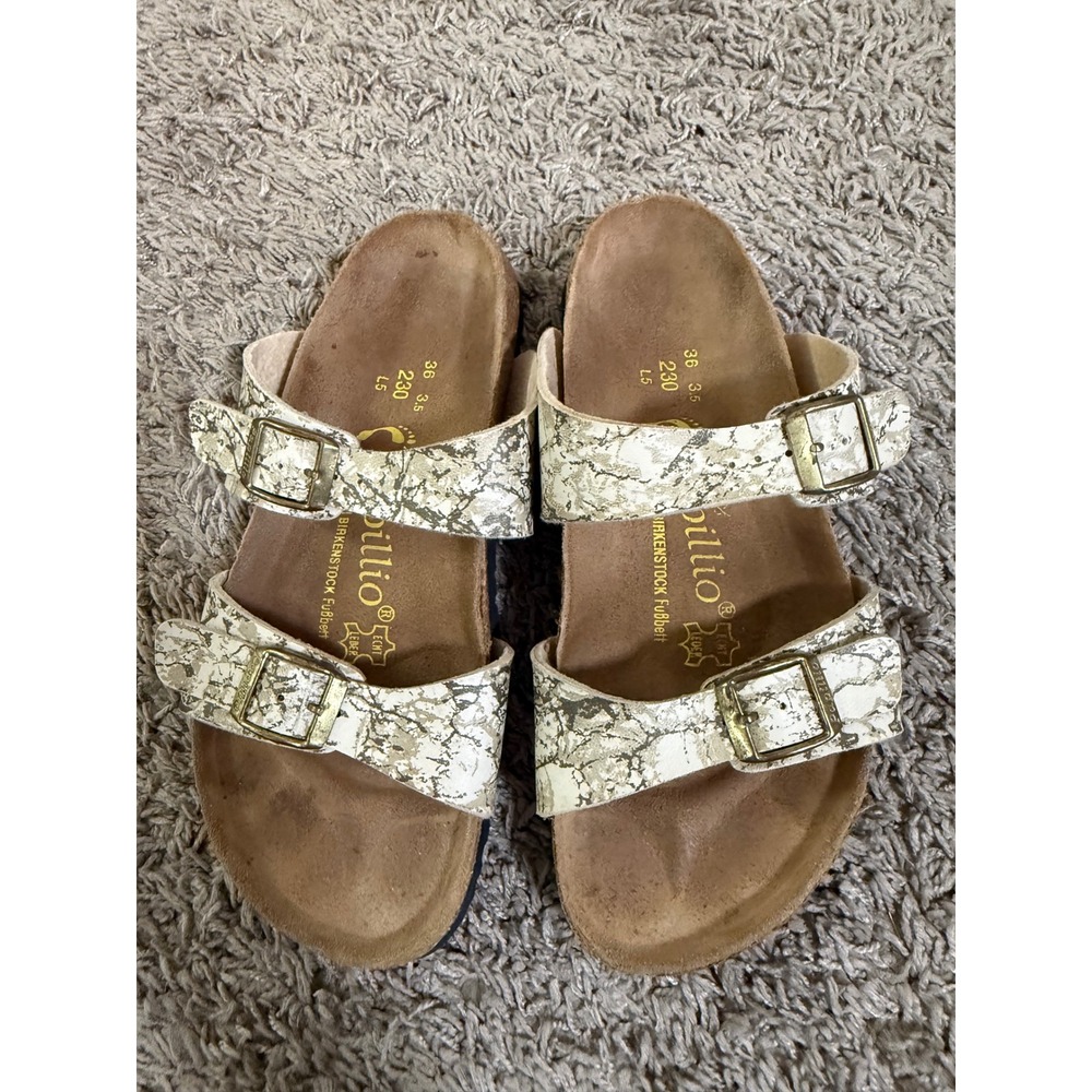 Papillio by Birkenstock Women's Size 5 Metallic Double Strap Sandals